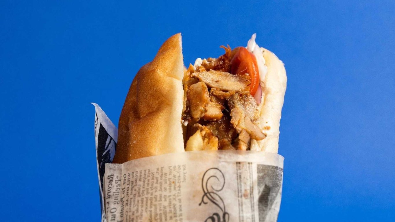 Chicken gyro wrapped in warm pita